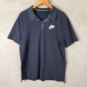 Nike Shirt Mens 2XL Black Short Sleeve Golf Polo Terry Cotton Swoosh Logo